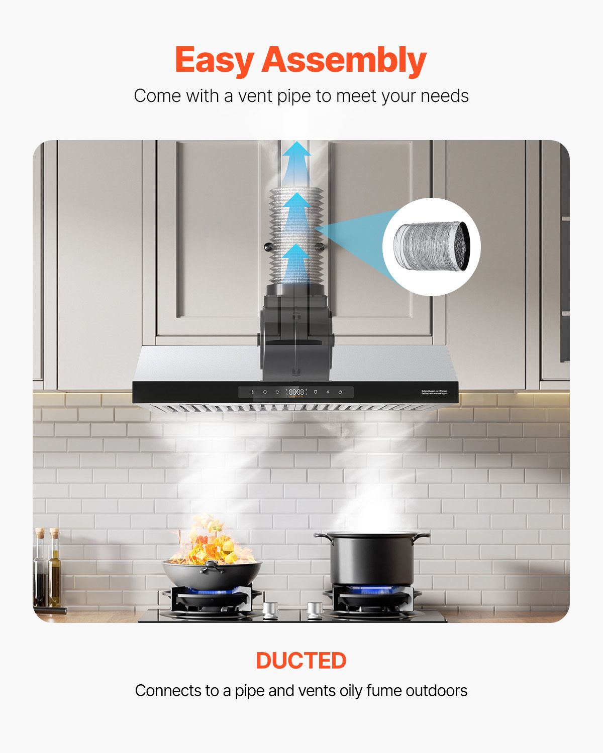 Under Cabinet Range Hood, 36 Inch Kitchen Vent Hood, 900CFM Dual Motors Stainless Steel Stove Hood, with Gesture & Touch Control, LED Light, and 4-Speed Exhaust Fan