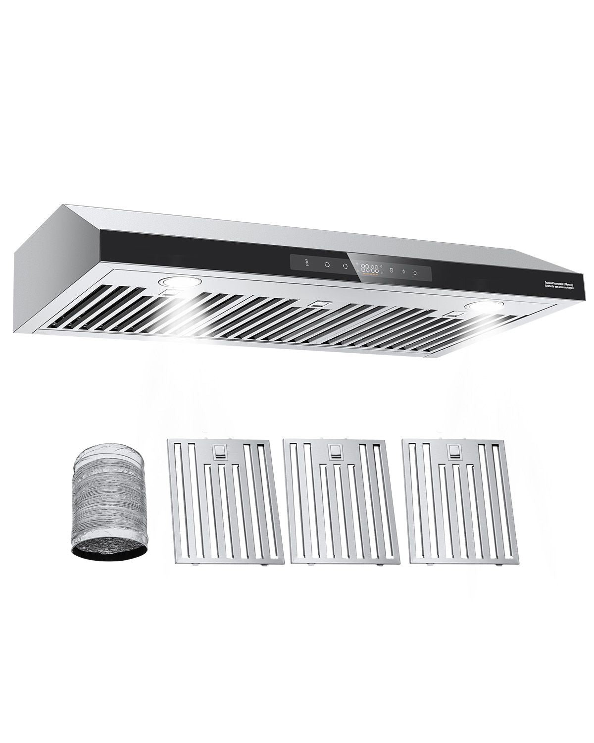 Under Cabinet Range Hood, 36 Inch Kitchen Vent Hood, 900CFM Dual Motors Stainless Steel Stove Hood, with Gesture & Touch Control, LED Light, and 4-Speed Exhaust Fan