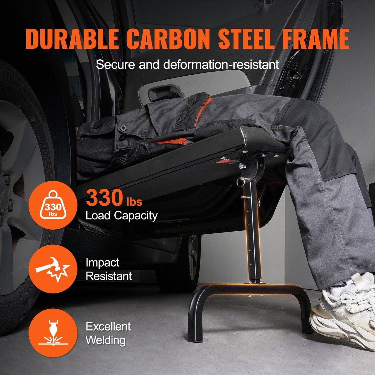 Under Dash Creeper, 40 in, 330 lbs Load Capacity Rolling Mechanic Garage Creeper, 20.3-27.4 in Height Adjustable, Laying Down or Upright Inside of Car or Truck, Easy Fold Support for Garage Shop