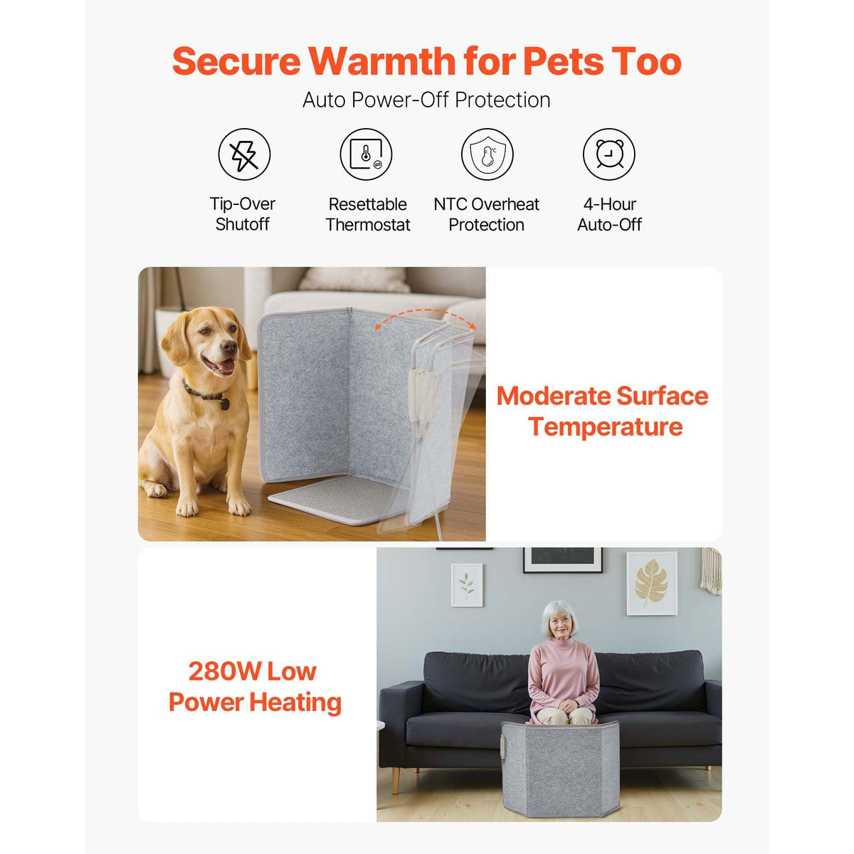 Under Desk Space Heater,Foldble Foot Warmer Portable for Home&Office,Timer & Secure,Quiet for Legs,Ankles,Touch&Remote Control Personal Electric Wall Foot Warming Pad,Over-Heat Protection