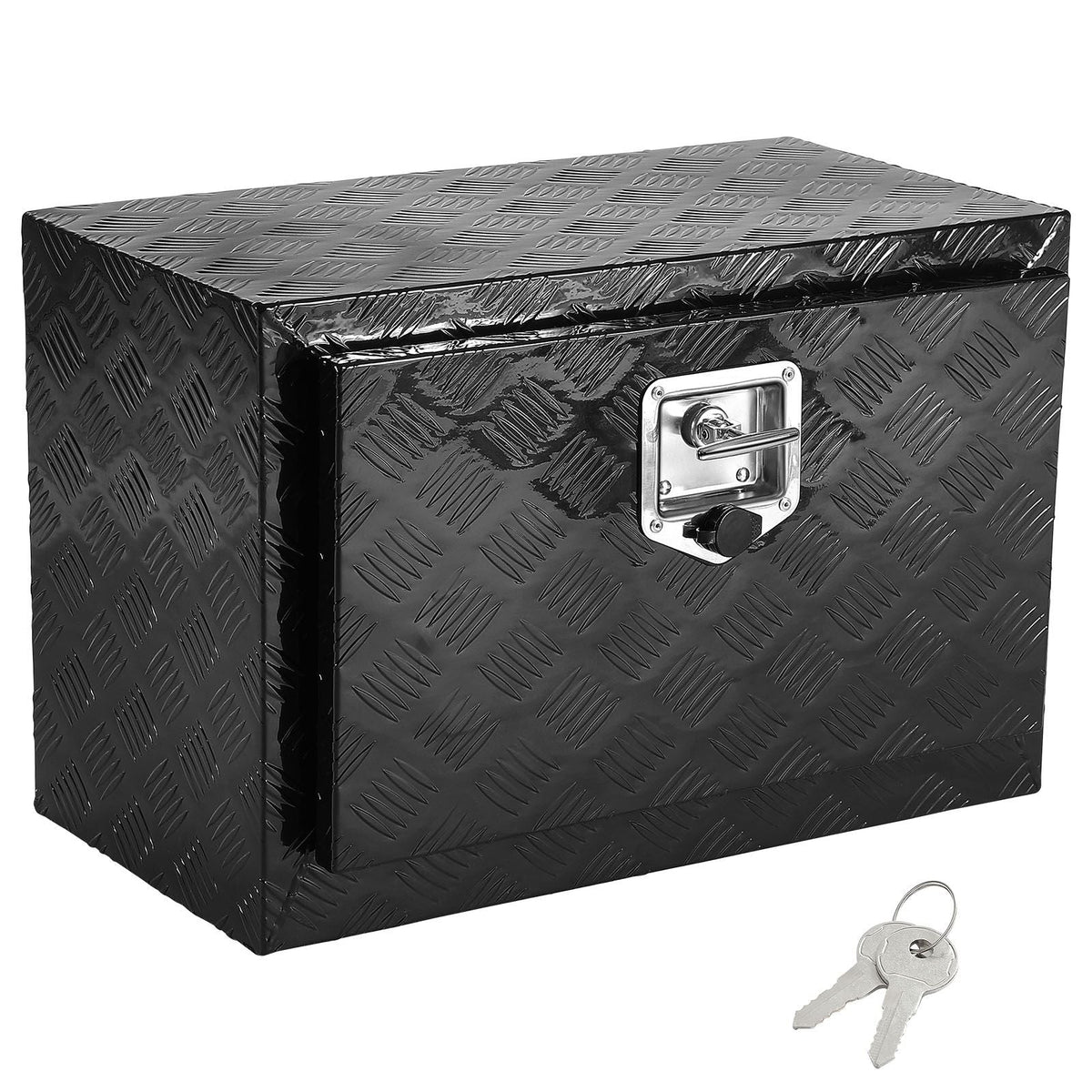Underbody Truck Box, 24" x 12" x 14" Pickup Storage Box, Heavy Duty Aluminum Diamond Plate Tool Box with Lock and Keys, Waterproof Trailer Storage Box with T-Handle Latch for Truck, Van, Trailer