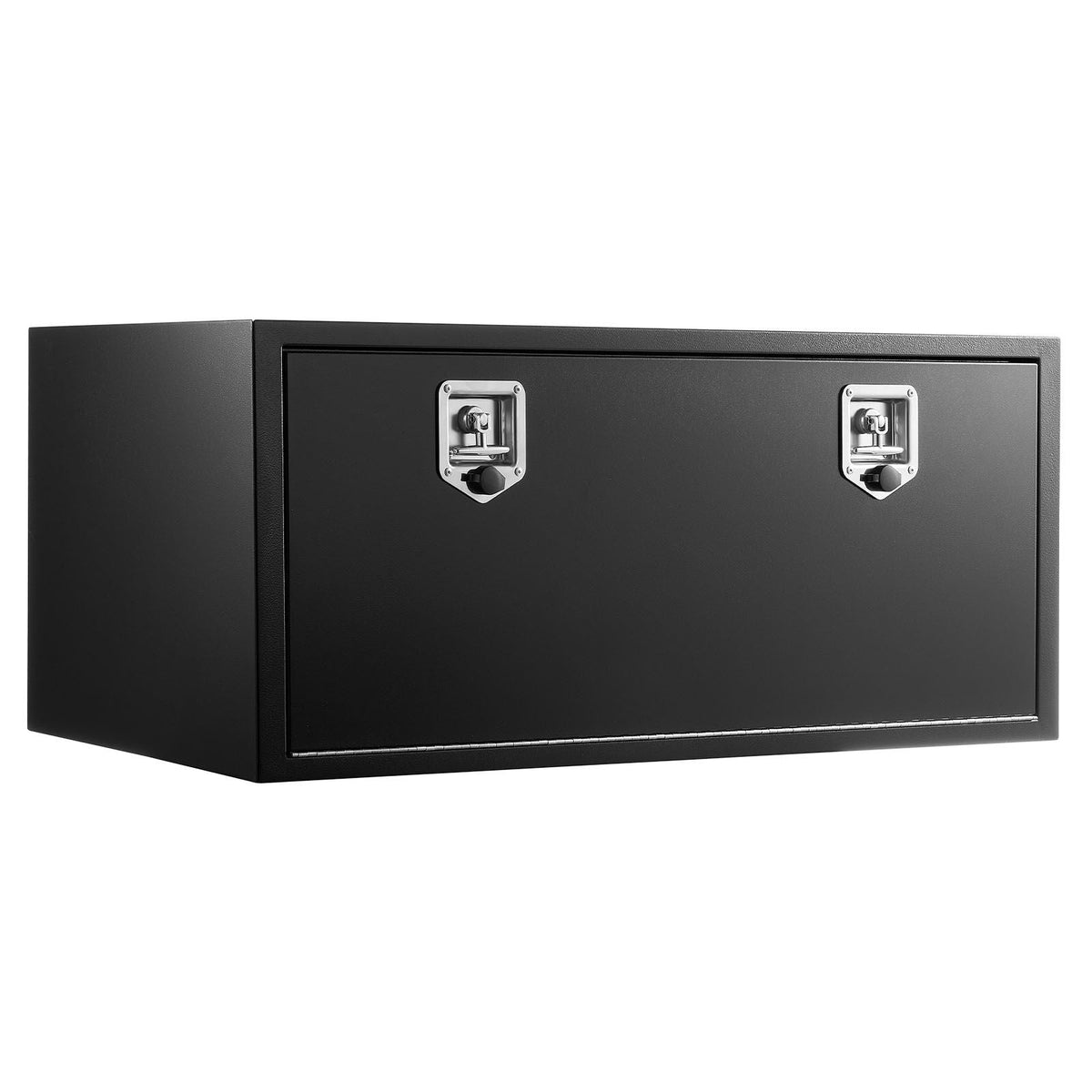 Underbody Truck Tool Box, 48 x 18 x 18 Inch Heavy Duty Steel Trailer Storage Box with Lock & Keys, Waterproof Trailer Storage Organizer Under Body Chest with T-Handle for Truck, Van, SUV, Black