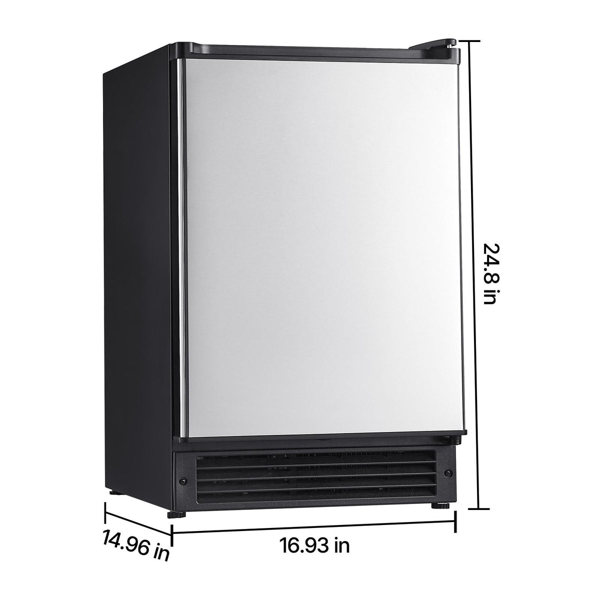 Undercounter Built-in Ice Maker, 15 Lbs/Day Under Counter Ice Maker Machine with Reversible Door Stainless Steel, Freestanding Ice Maker for Commercial Home Kitchen, No Drain Required