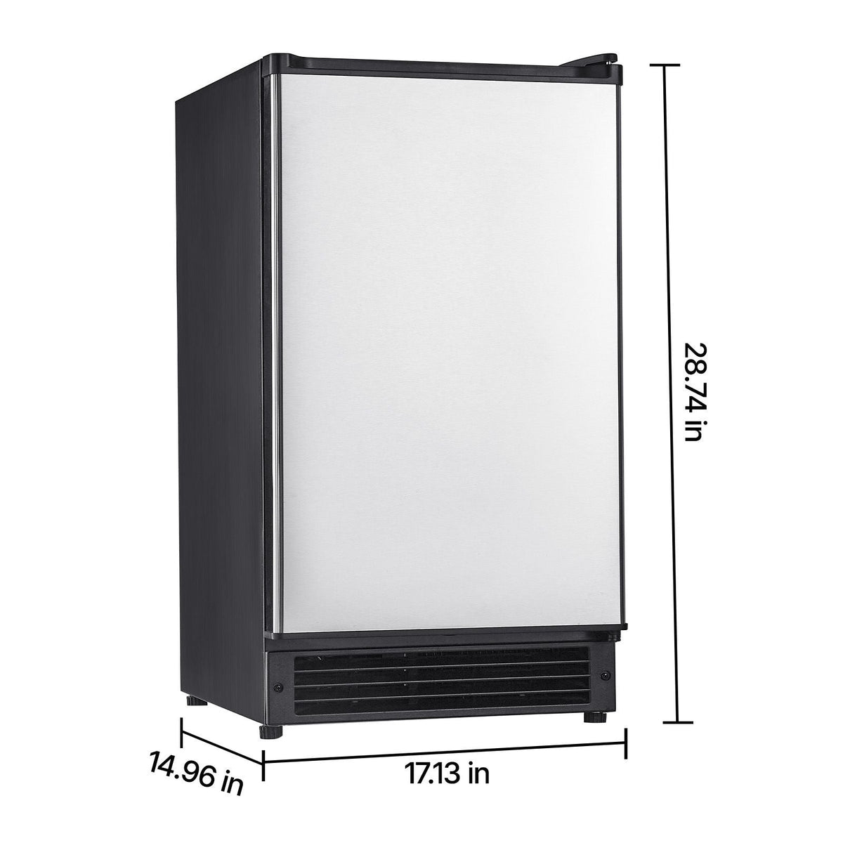 Undercounter Built-in Ice Maker, 25 Lbs/Day Under Counter Ice Maker Machine with Reversible Door Stainless Steel, Freestanding Ice Maker for Commercial Home Kitchen, No Drain Required