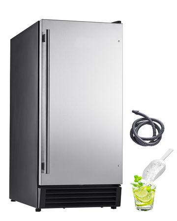 Undercounter Built-in Ice Maker, 50 Lbs/Day Under Counter Ice Maker Machine with Drain Pump Reversible Door Stainless Steel, Freestanding Ice Maker for Commercial Home Kitchen