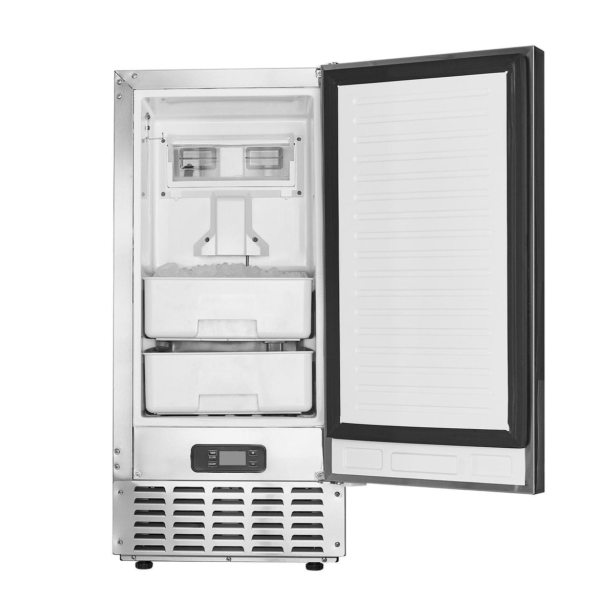 Undercounter Built-in Ice Maker, 66 Lbs/Day Under Counter Nugget Ice Maker Machine with Reversible Door Stainless Steel, Freestanding Ice Maker for Commercial Home Kitchen, Electric Drainage