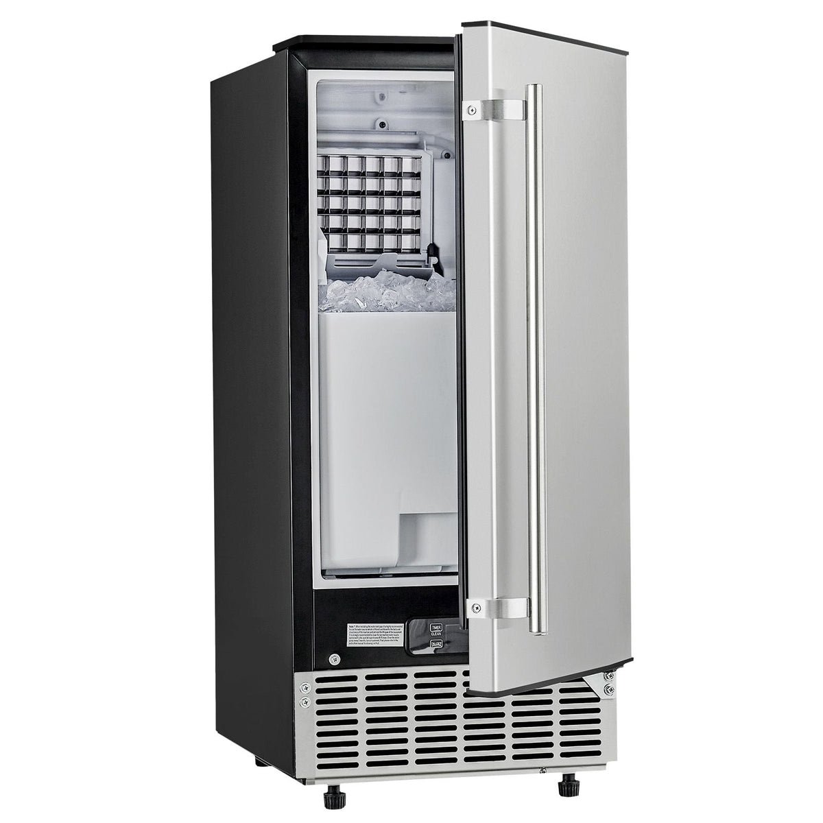 Undercounter Built-in Ice Maker, 80 Lbs/Day Under Counter Ice Maker Machine with Reversible Door Stainless Steel, Freestanding Ice Maker for Commercial Home Kitchen, Electric Drainage