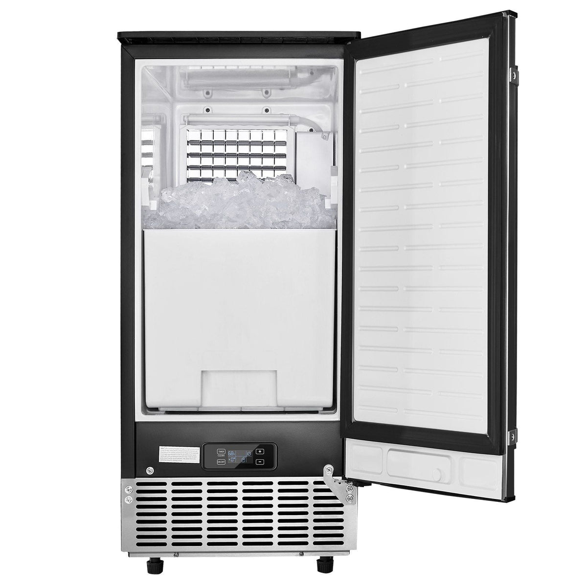 Undercounter Built-in Ice Maker, 80 Lbs/Day Under Counter Ice Maker Machine with Reversible Door Stainless Steel, Freestanding Ice Maker for Commercial Home Kitchen, Electric Drainage