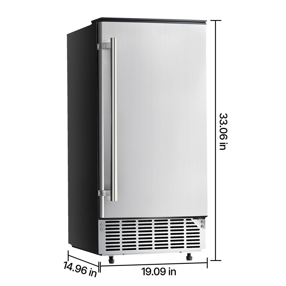 Undercounter Built-in Ice Maker, 80 Lbs/Day Under Counter Ice Maker Machine with Reversible Door Stainless Steel, Freestanding Ice Maker for Commercial Home Kitchen, Electric Drainage