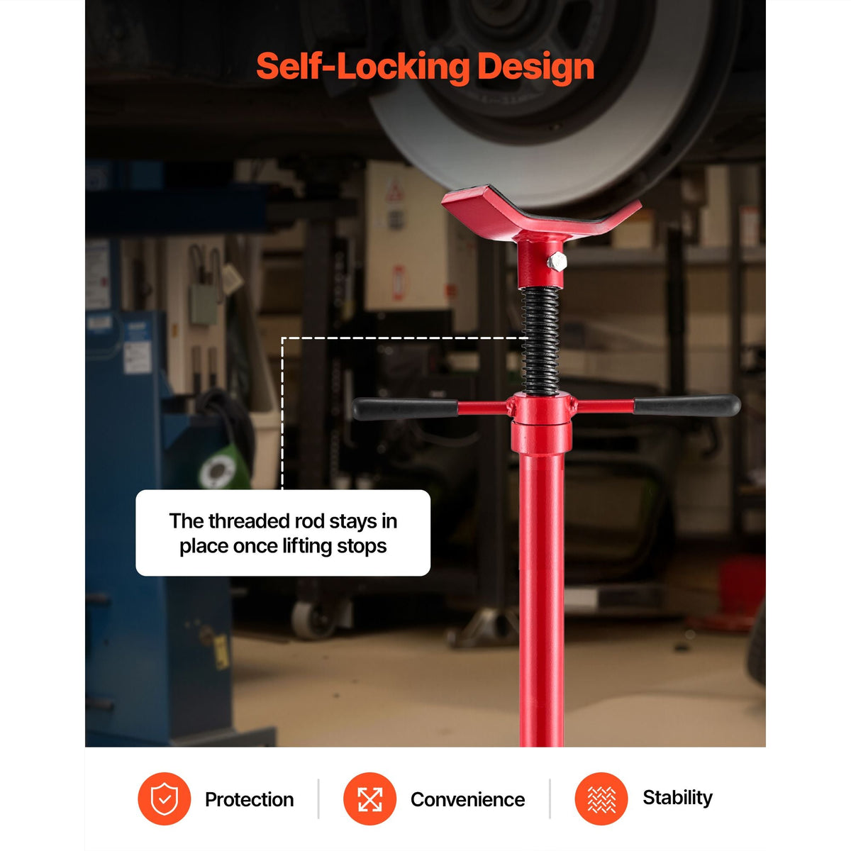 Underhoist Support Stand, 1/2 Ton (1102 lbs) Capacity Under Hoist Jack Stand, Lifting from 54.02" to 83.86", Bearing Mounted Spin Handle, Self-Locking Threaded Screw, Support Vehicle Components