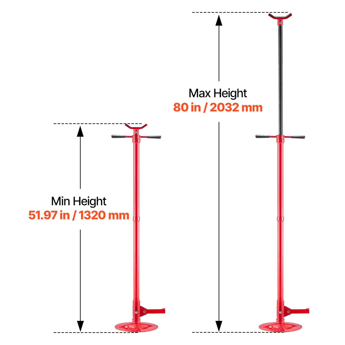 Underhoist Support Stand, 3/4 Ton (1653 lbs) Capacity Under Hoist Jack Stand, Lifting from 51.97" to 80", Bearing Mounted Spin Handle, Foot Pedal, 12" Diameter Base, Support Vehicle Components