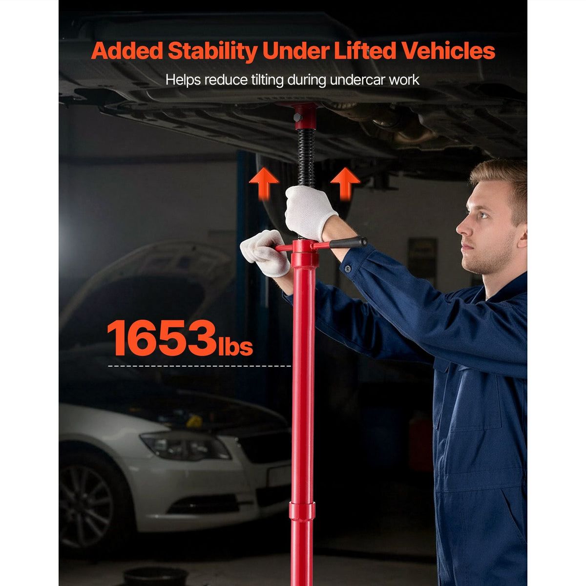 Underhoist Support Stand, 3/4 Ton (1653 lbs) Capacity Under Hoist Jack Stand, Lifting from 51.97" to 80", Bearing Mounted Spin Handle, Foot Pedal, 12" Diameter Base, Support Vehicle Components