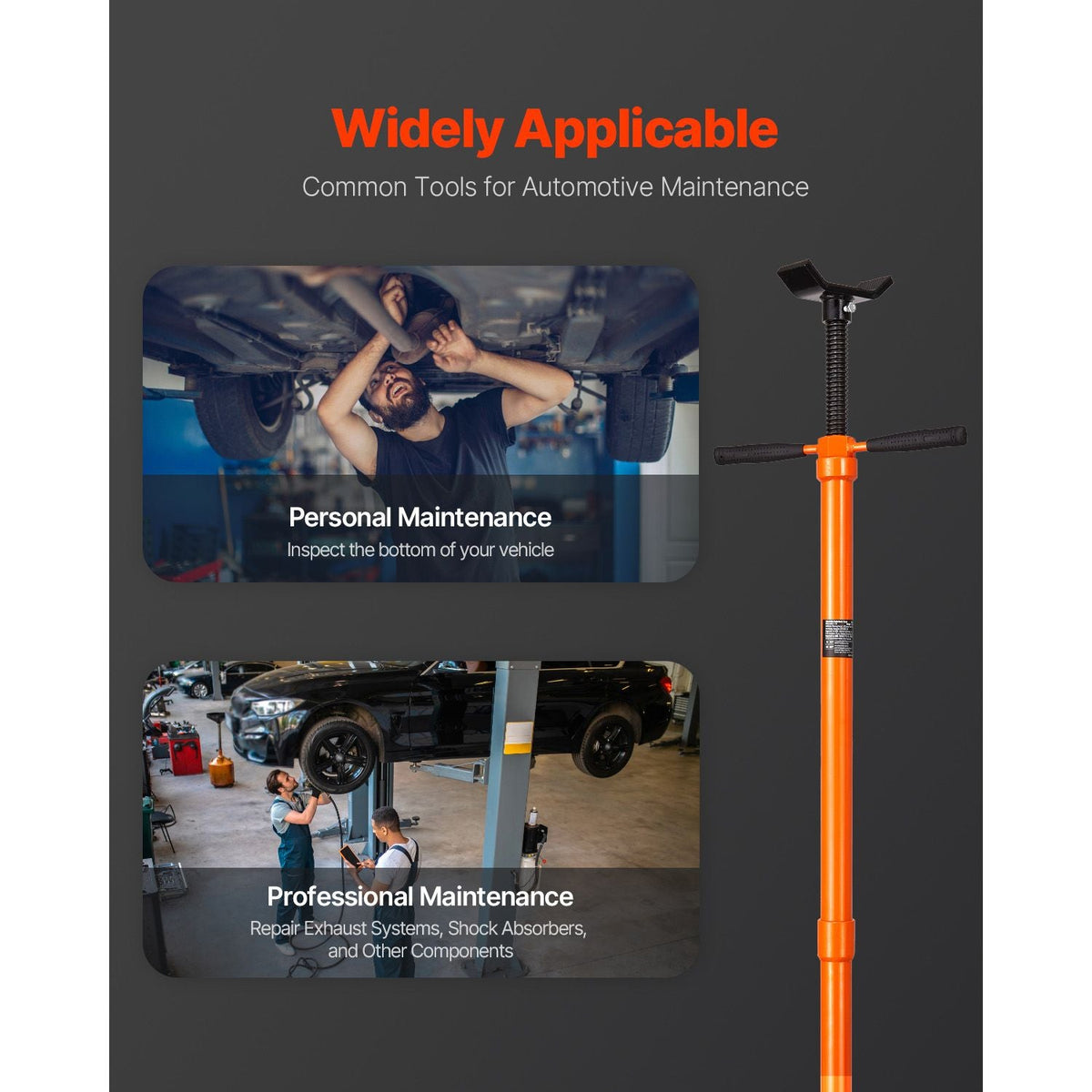 Underhoist Support Stand, 3/4 Ton Capacity Under Hoist Jack Stand, Lifting from 52.8 to 76 in, Self-Locking Threaded Screw, Bearing Mounted Spin Handle Pole Jack, Support Vehicle Components