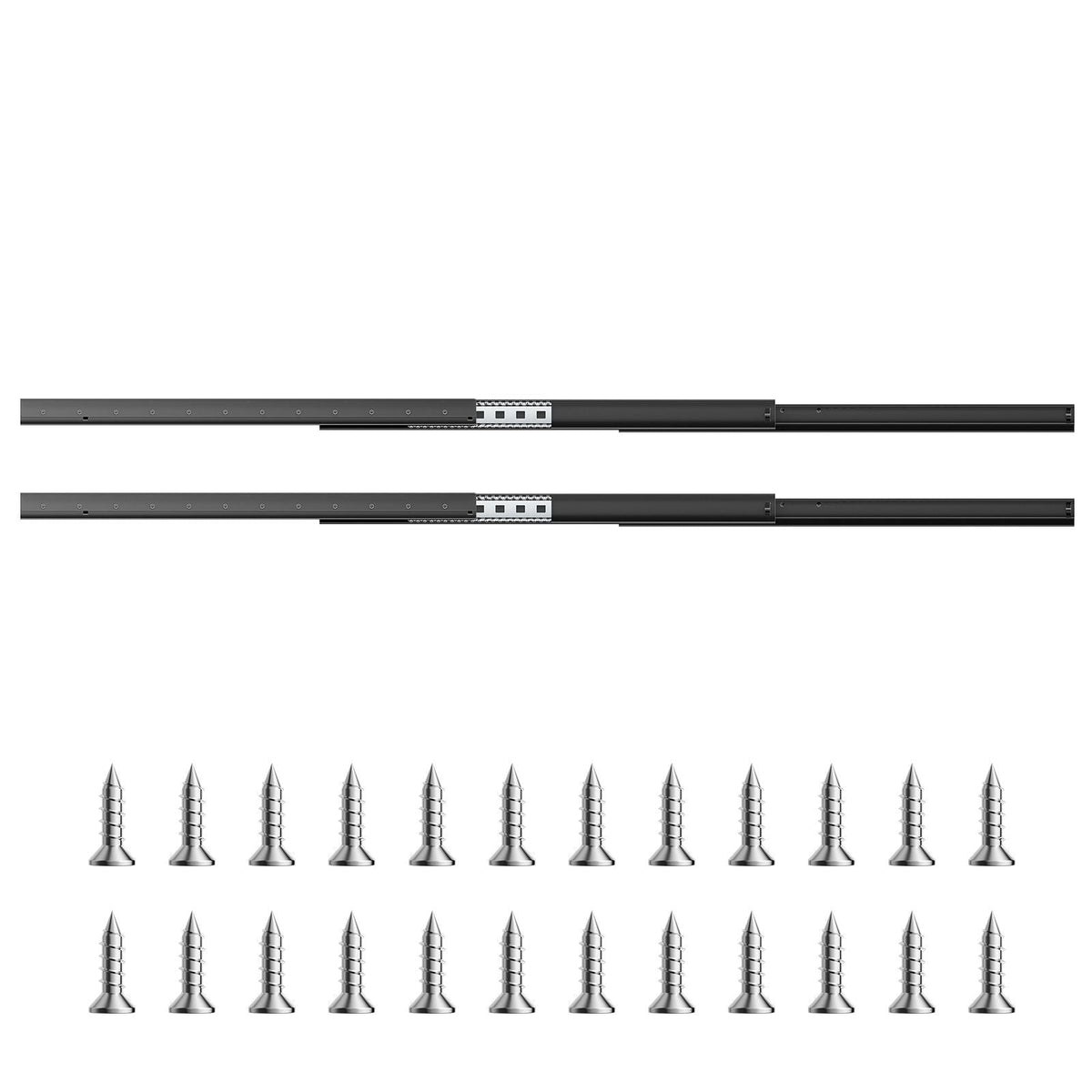 Undermount Drawer Slides, 32 inch, Full Extension Ball Bearing Under Stair Cabinet Rails, 260 LB Load Capacity Heavy Duty Bottom Stair Cabinet Glides Track Runners,for DIY Replacement, Black