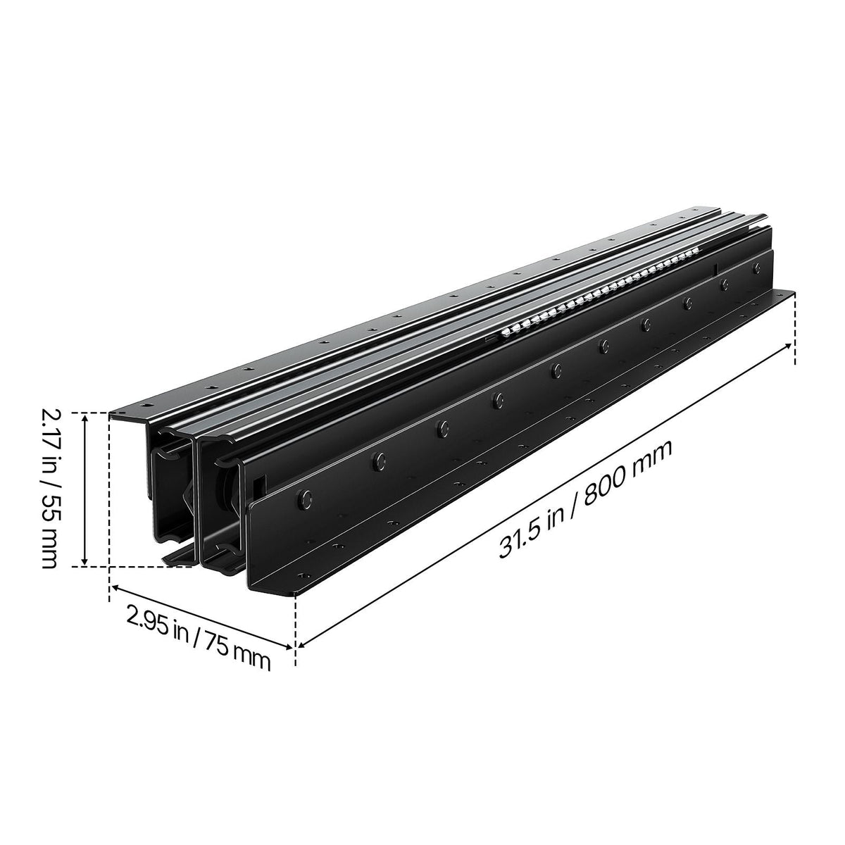 Undermount Drawer Slides, 32 inch, Full Extension Ball Bearing Under Stair Cabinet Rails, 260 LB Load Capacity Heavy Duty Bottom Stair Cabinet Glides Track Runners,for DIY Replacement, Black