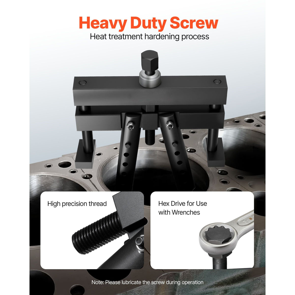 Universal Cylinder Liner Puller Assembly, Used for Mack Cummins Cat on Wet Liner from 3-7/8 in to 6-1/4 in Bore, Diesel Engine Cylinder Liner Removal Tool, Replace PT-6400-C, M50010-B, 3376015