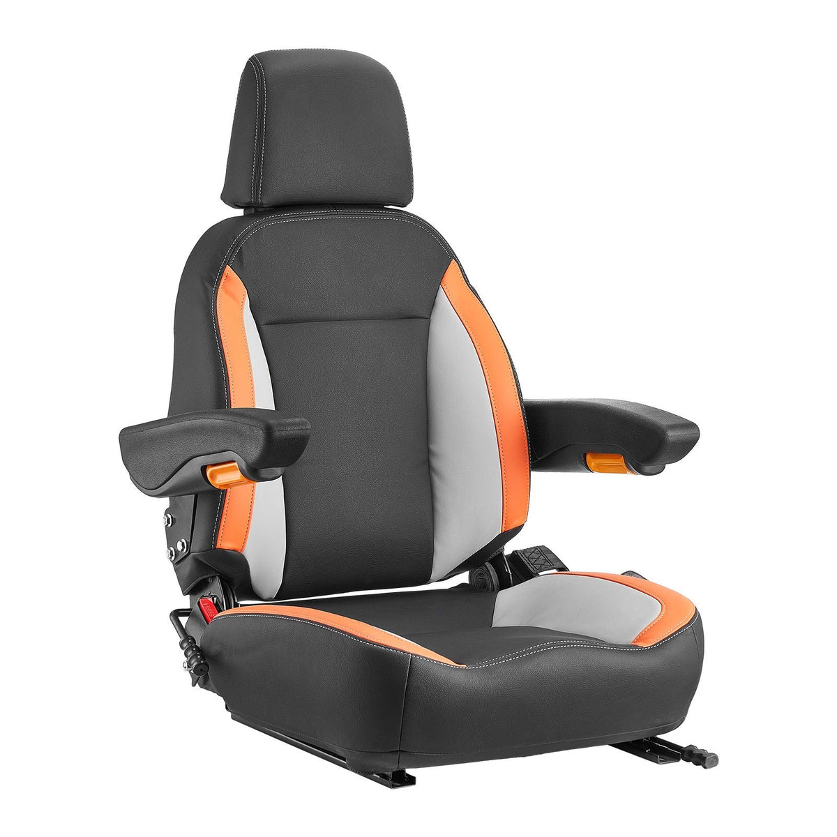 Universal Forklift Seat, Tractor Seat with Adjustable Back, Armrest, Headrest & Safety Belt, Secure Tractor Seat with Micro Switch, Ergonomic Lawnmower Seat for Skid Loader Bulldozer