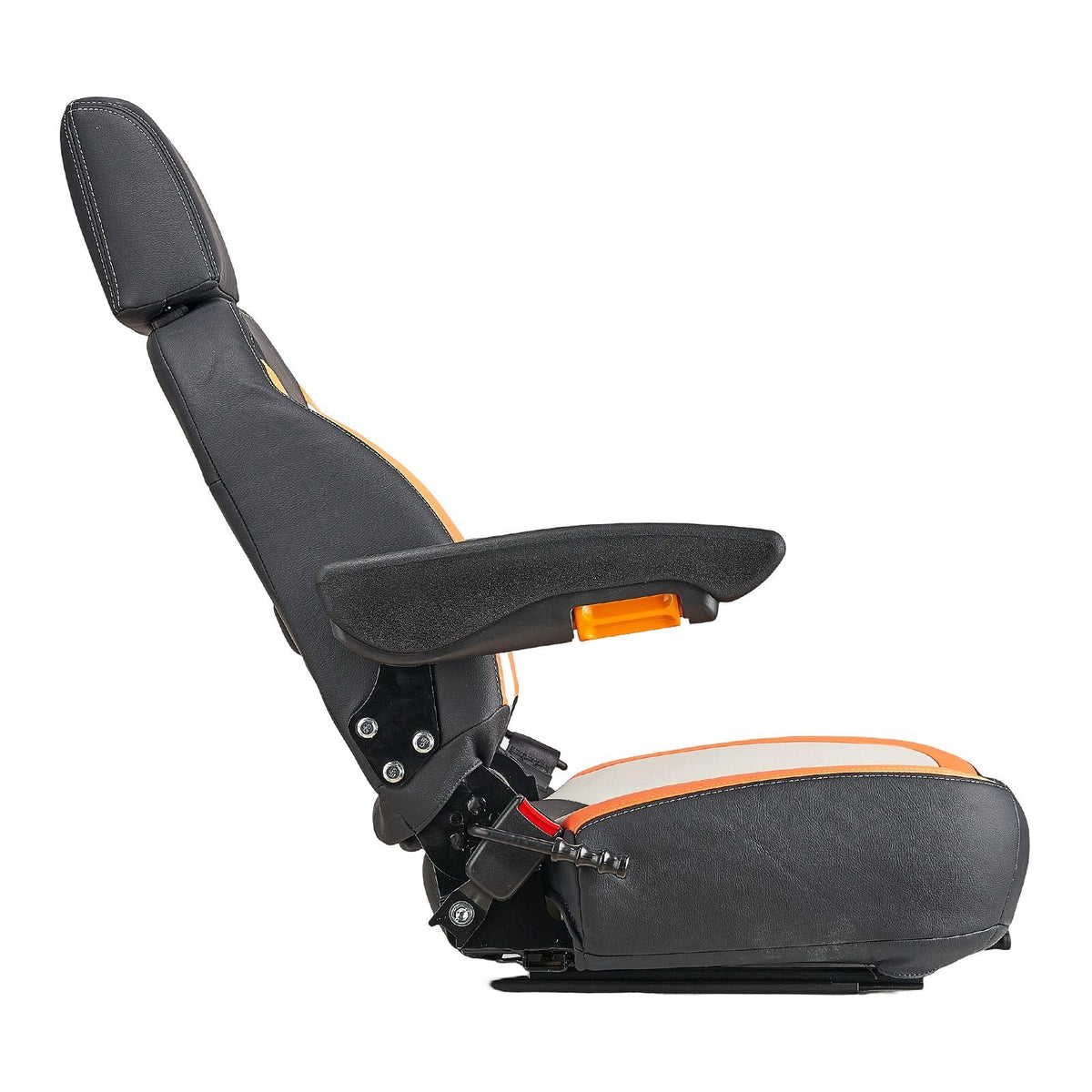Universal Forklift Seat, Tractor Seat with Adjustable Back, Armrest, Headrest & Safety Belt, Secure Tractor Seat with Micro Switch, Ergonomic Lawnmower Seat for Skid Loader Bulldozer