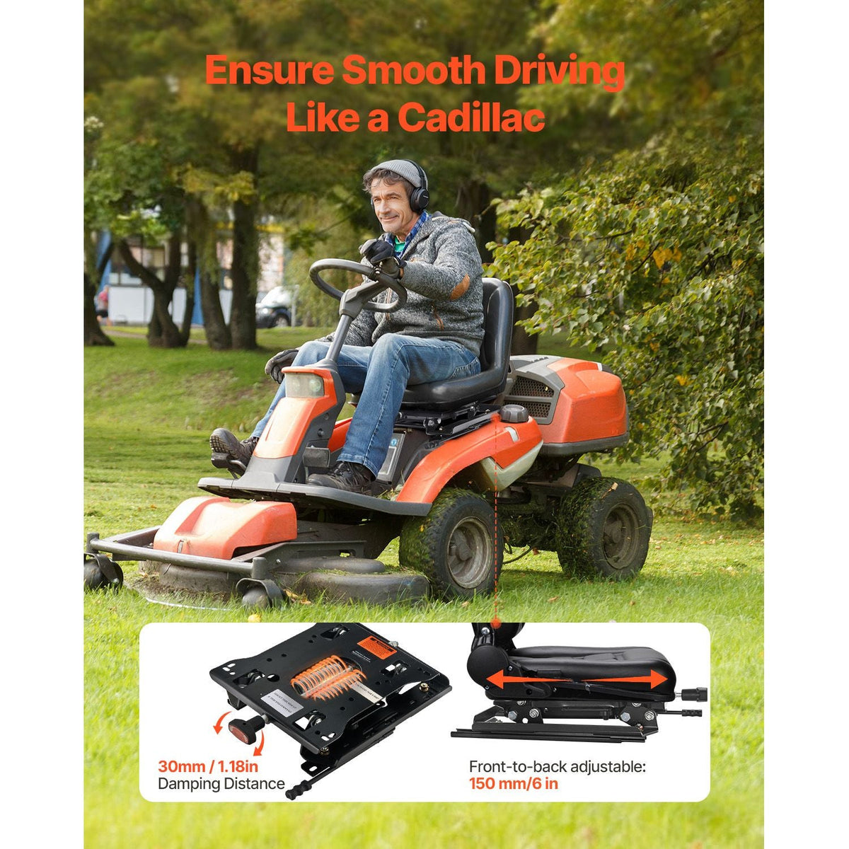 Universal Seat Suspension Kit with Seat Slider Fits Lawn Mower Tractor Forklift