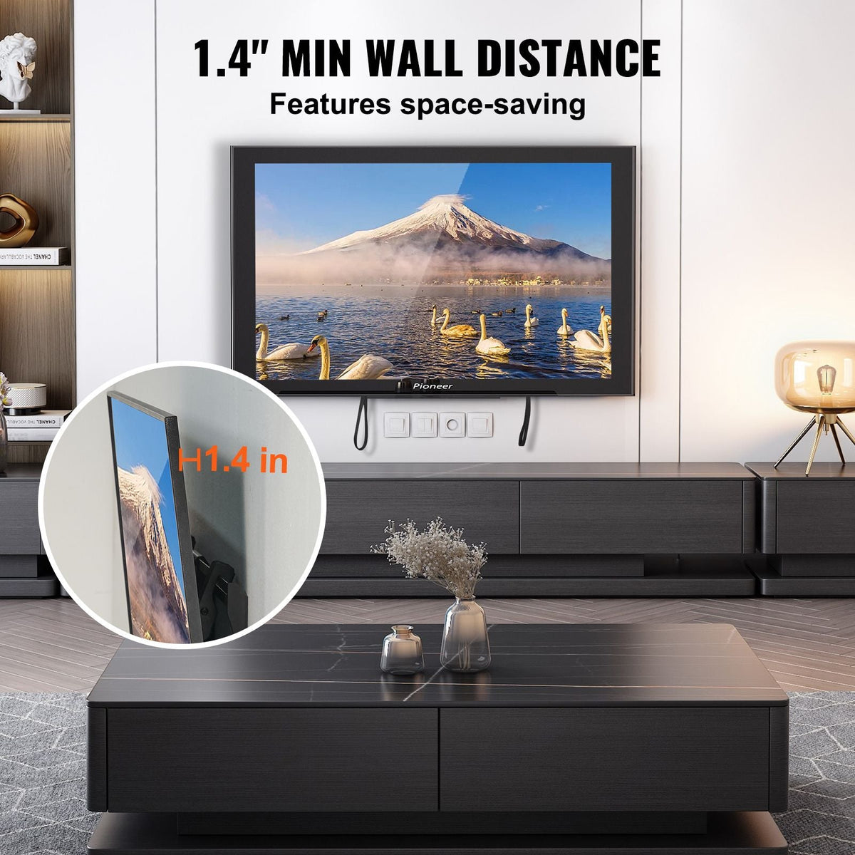 Universal TV Wall Mount, Low Profile TV Mount Fits for Most 37-70 inch TVs, Tilt Wall Mount TV Brackets, Max VESA 600x400mm, Holds up to 132 lbs
