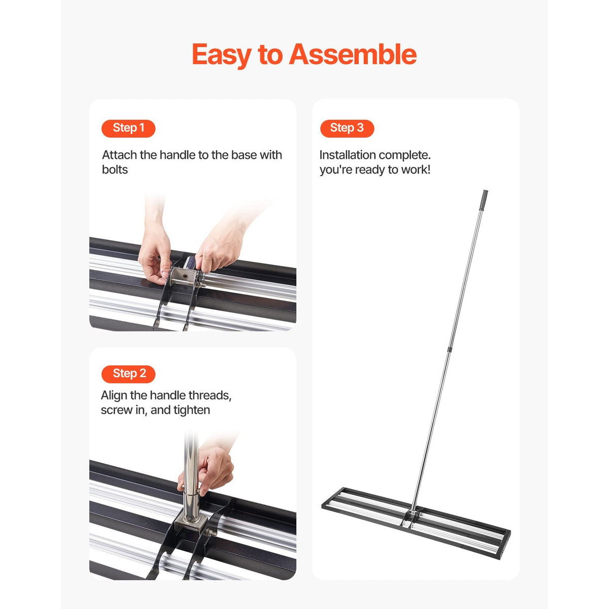 Updated Lawn Leveling Rake with Roller, 48'' x 10" Stainless Steel Lawn Leveler with 83.9'' Adjustable Handle, Heavy Duty Yard Leveling Rake, Effort Saving Lawn Leveling Tool for Yard Golf Court