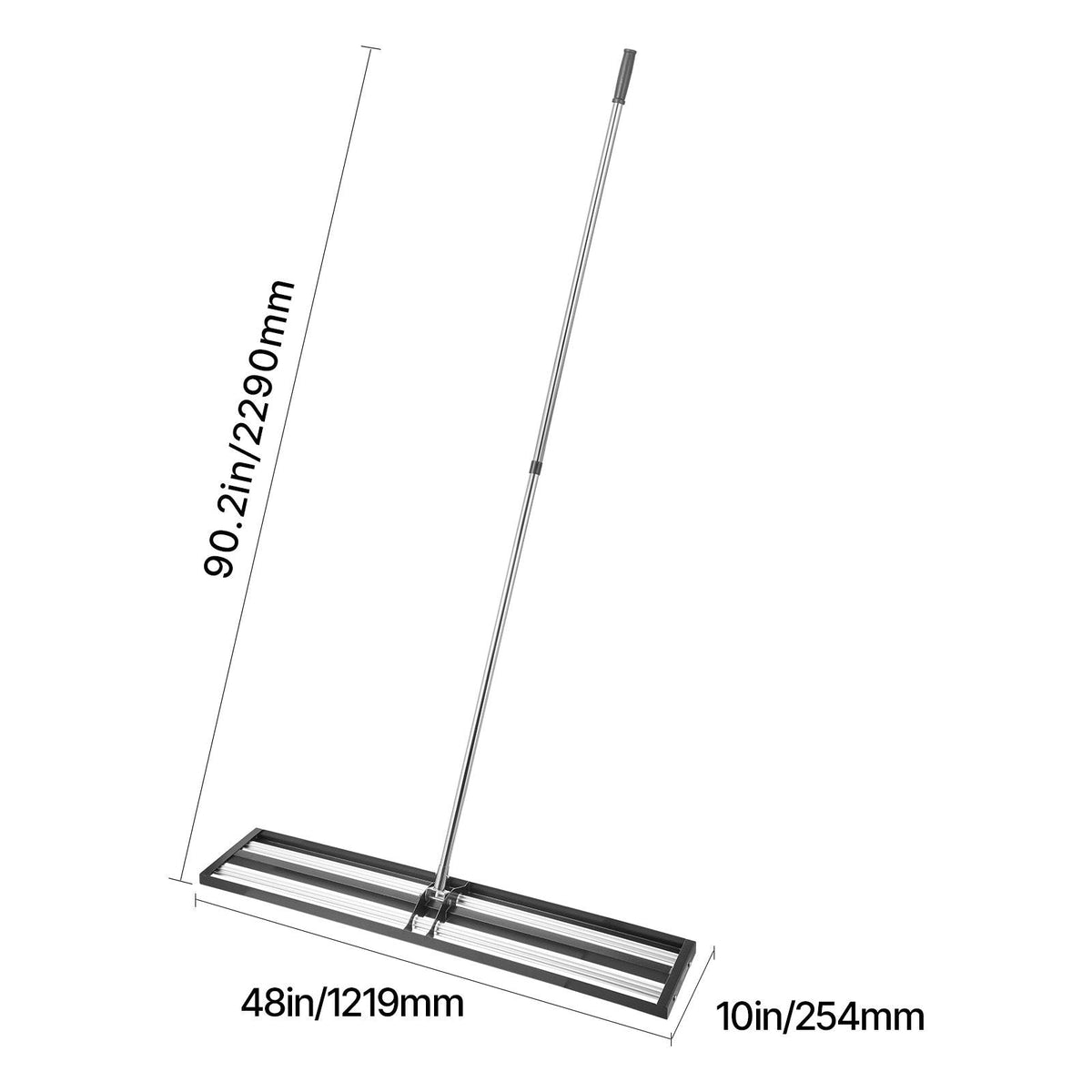 Updated Lawn Leveling Rake with Roller, 48'' x 10" Stainless Steel Lawn Leveler with 83.9'' Adjustable Handle, Heavy Duty Yard Leveling Rake, Effort Saving Lawn Leveling Tool for Yard Golf Court