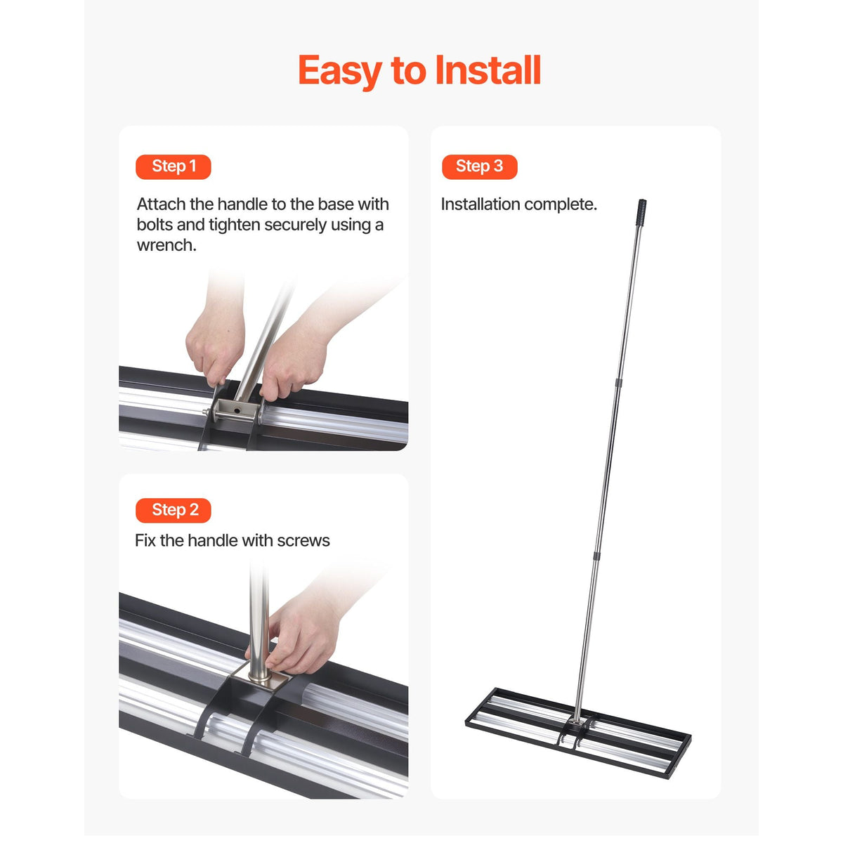 Updated Lawn Leveling Rake with Roller, 48'' x 10" Stainless Steel Lawn Leveler with 83.9'' Adjustable Handle, Heavy Duty Yard Leveling Rake, Effort Saving Lawn Leveling Tool for Yard Golf Court