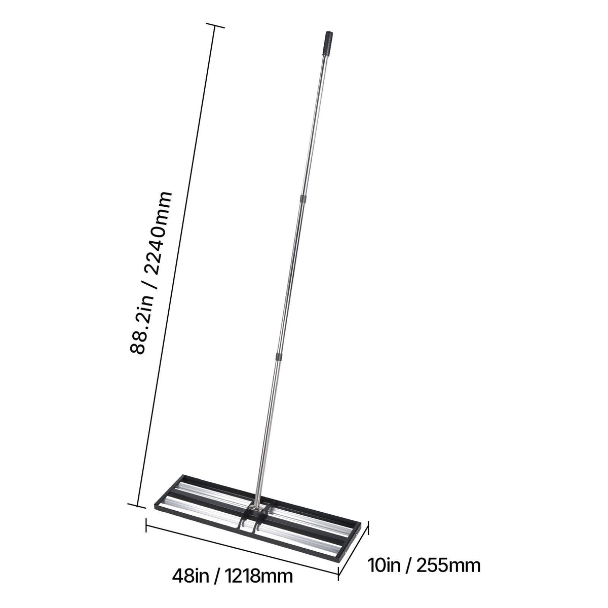 Updated Lawn Leveling Rake with Roller, 48'' x 10" Stainless Steel Lawn Leveler with 83.9'' Adjustable Handle, Heavy Duty Yard Leveling Rake, Effort Saving Lawn Leveling Tool for Yard Golf Court