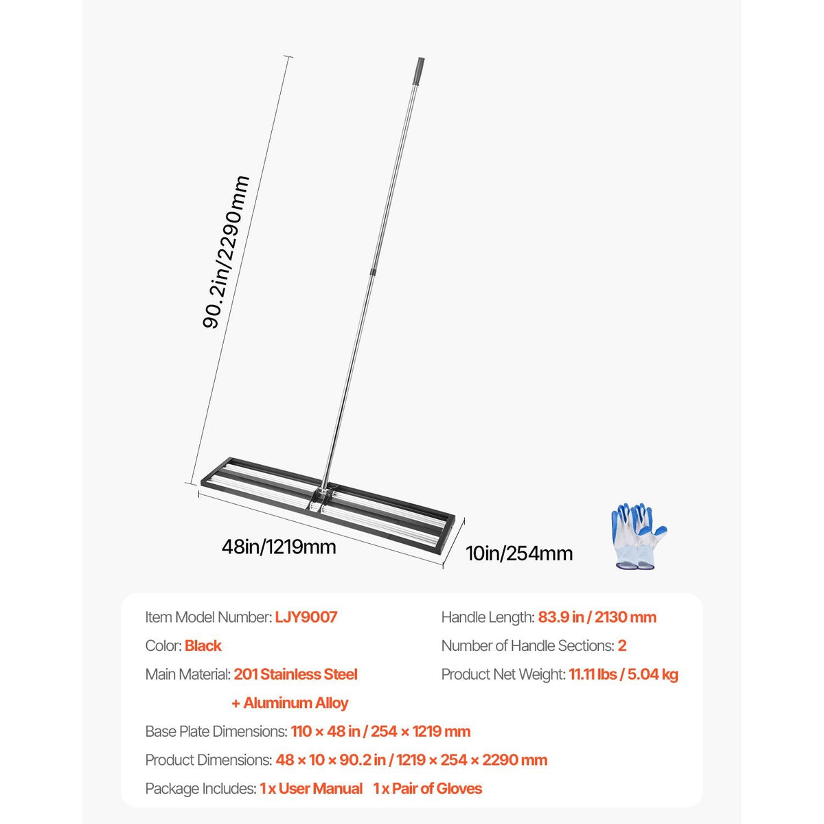 Updated Lawn Leveling Rake with Roller, 48'' x 10" Stainless Steel Lawn Leveler with 83.9'' Adjustable Handle, Heavy Duty Yard Leveling Rake, Effort Saving Lawn Leveling Tool for Yard Golf Court