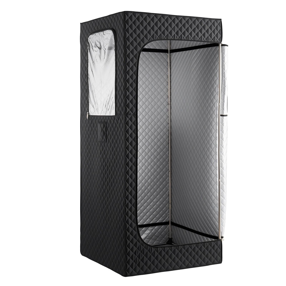 Upgraded Portable Steam Sauna for Home, 1 Person Full Body Home Spa Tent with Steamer & 1 Foldable Chairs & Remote & Essential Oil Box,Heavy-Duty Stainless Steel Frame Sauna Box, (Black)
