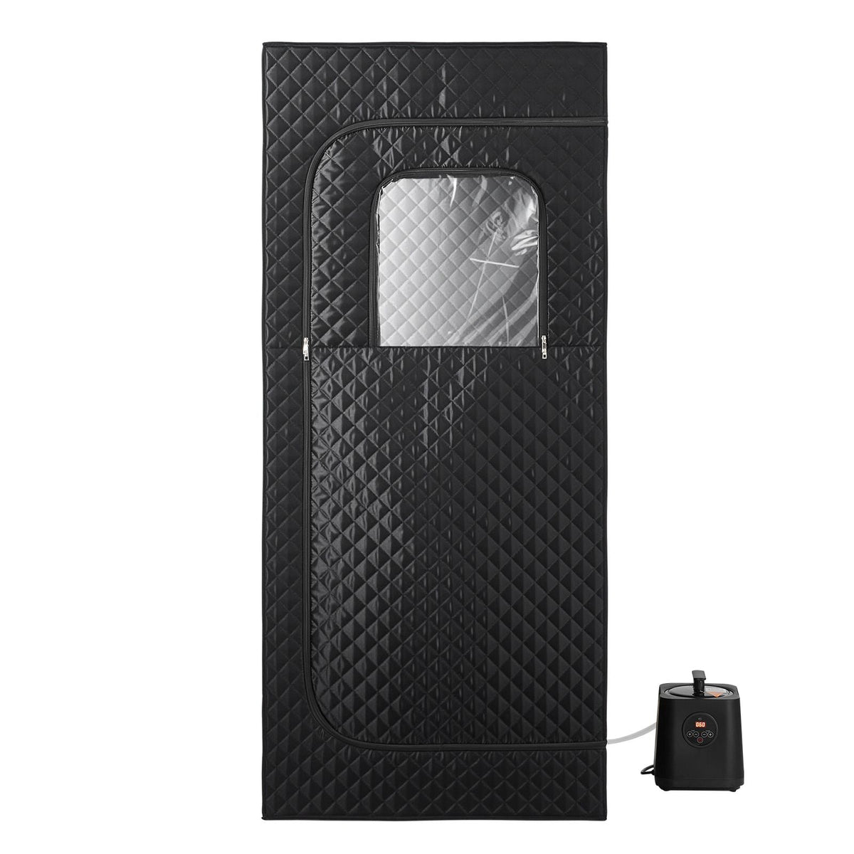 Upgraded Portable Steam Sauna for Home, 1 Person Full Body Home Spa Tent with Steamer & 1 Foldable Chairs & Remote & Essential Oil Box,Heavy-Duty Stainless Steel Frame Sauna Box, (Black)