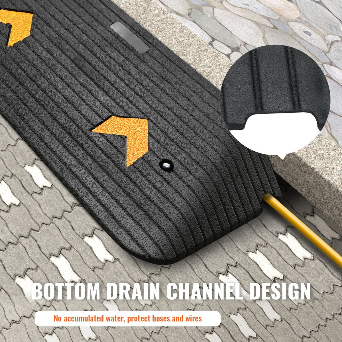 Upgraded Rubber Threshold Ramp, 3" Rise Door Ramp with 1 Channel, Natural Rubber Car Ramp with Non-Slip Textured Surface, 33069 lbs Load Capacity Curb Ramp for Wheelchair and Scooter