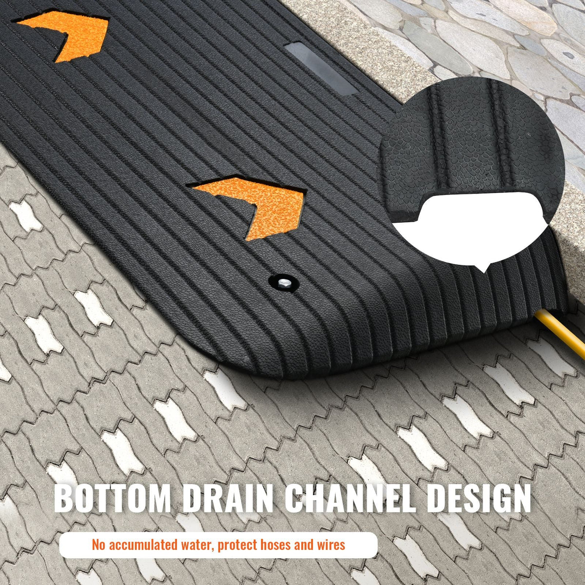 Upgraded Rubber Threshold Ramp, 3.5" Rise Door Ramp with 1 Channel, Natural Rubber Car Ramp with Non-Slip Textured Surface, 33069 lbs Load Capacity Curb Ramp for Wheelchair and Scooter
