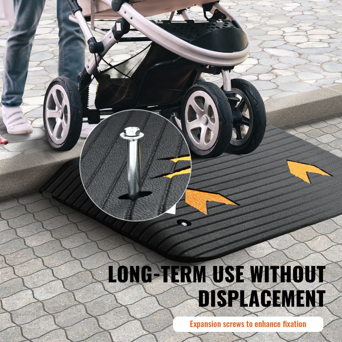 Upgraded Rubber Threshold Ramp, 3.5" Rise Door Ramp with 1 Channel, Natural Rubber Car Ramp with Non-Slip Textured Surface, 33069 lbs Load Capacity Curb Ramp for Wheelchair and Scooter