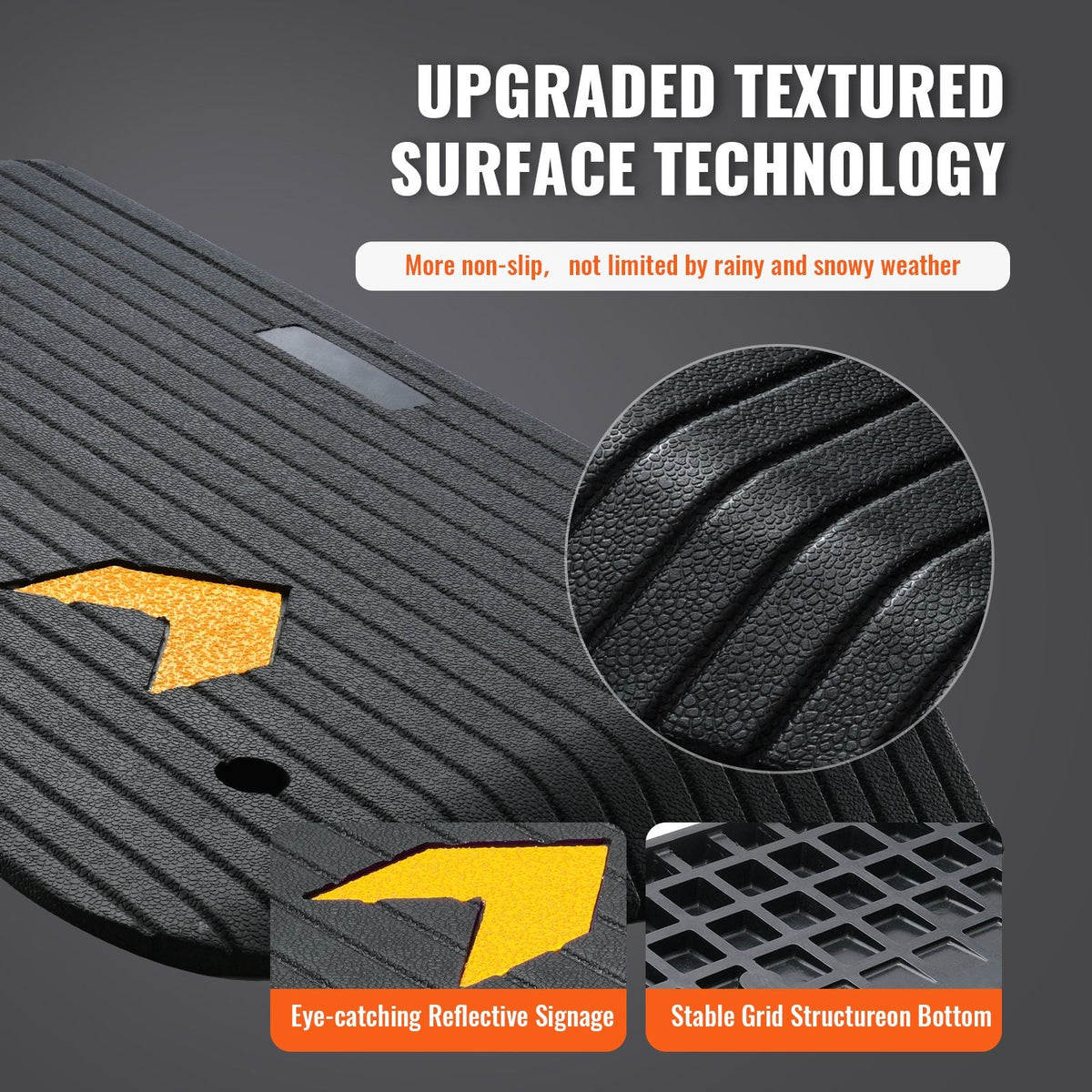 Upgraded Rubber Threshold Ramp, 3.5" Rise Door Ramp with 1 Channel, Natural Rubber Car Ramp with Non-Slip Textured Surface, 33069 lbs Load Capacity Curb Ramp for Wheelchair and Scooter