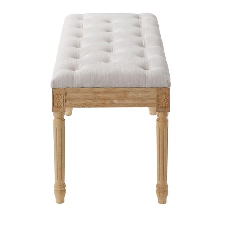 Upholstered Bench, 16"W Ottoman Bench, End of Bed Bench with Foam Padded Cushion and Rubberwood Legs, Tufted Footrest Stool Entryway Bench for Dining Room, Living Room, Bedroom, Hallway, Beige