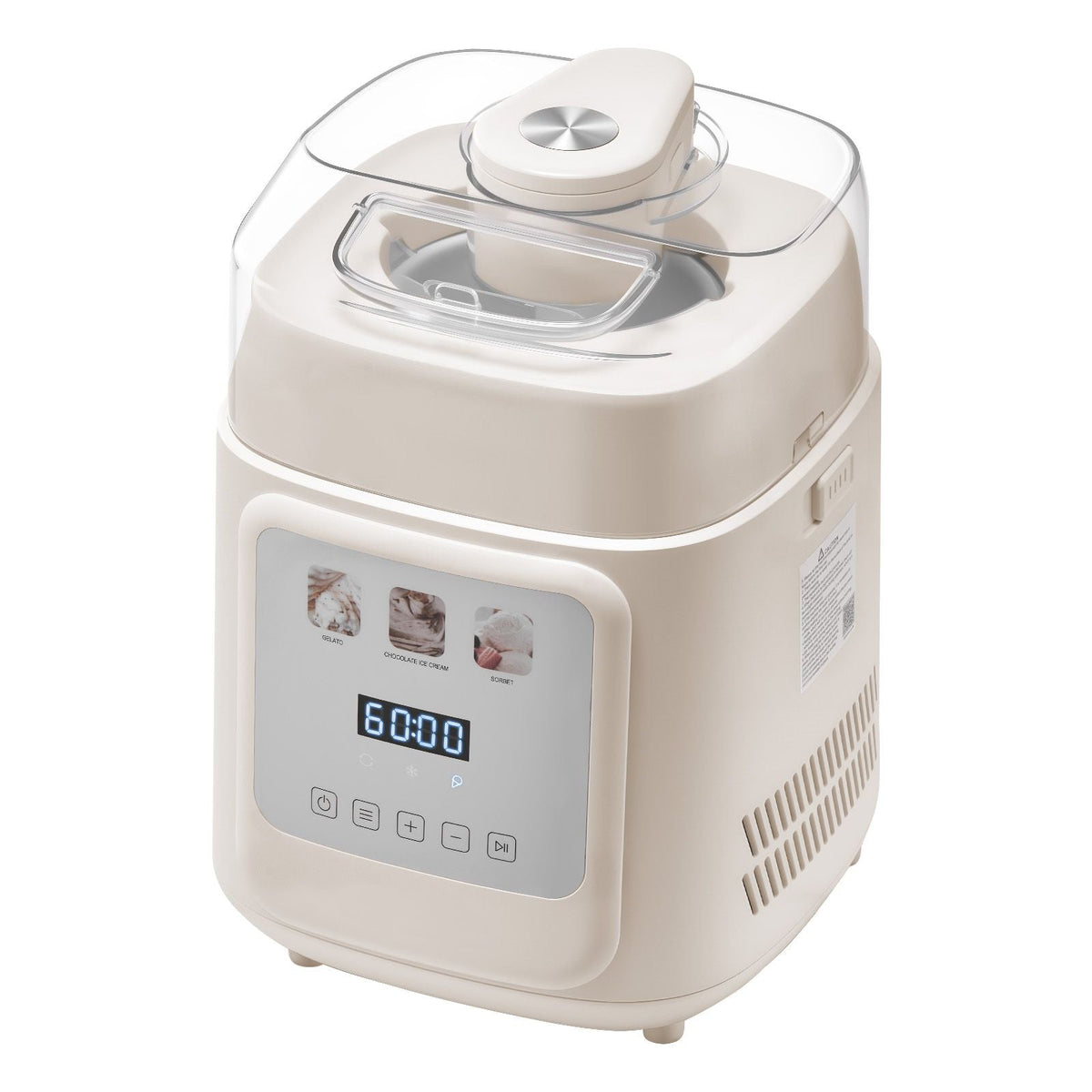 Upright Automatic Ice Cream Maker with Built-in Compressor, 1 Quart No Pre-freezing Gelato Maker & Frozen Yogurt Machine, 4 Modes Electric Sorbet-Maker, Compressor Ice Cream Machine for Home