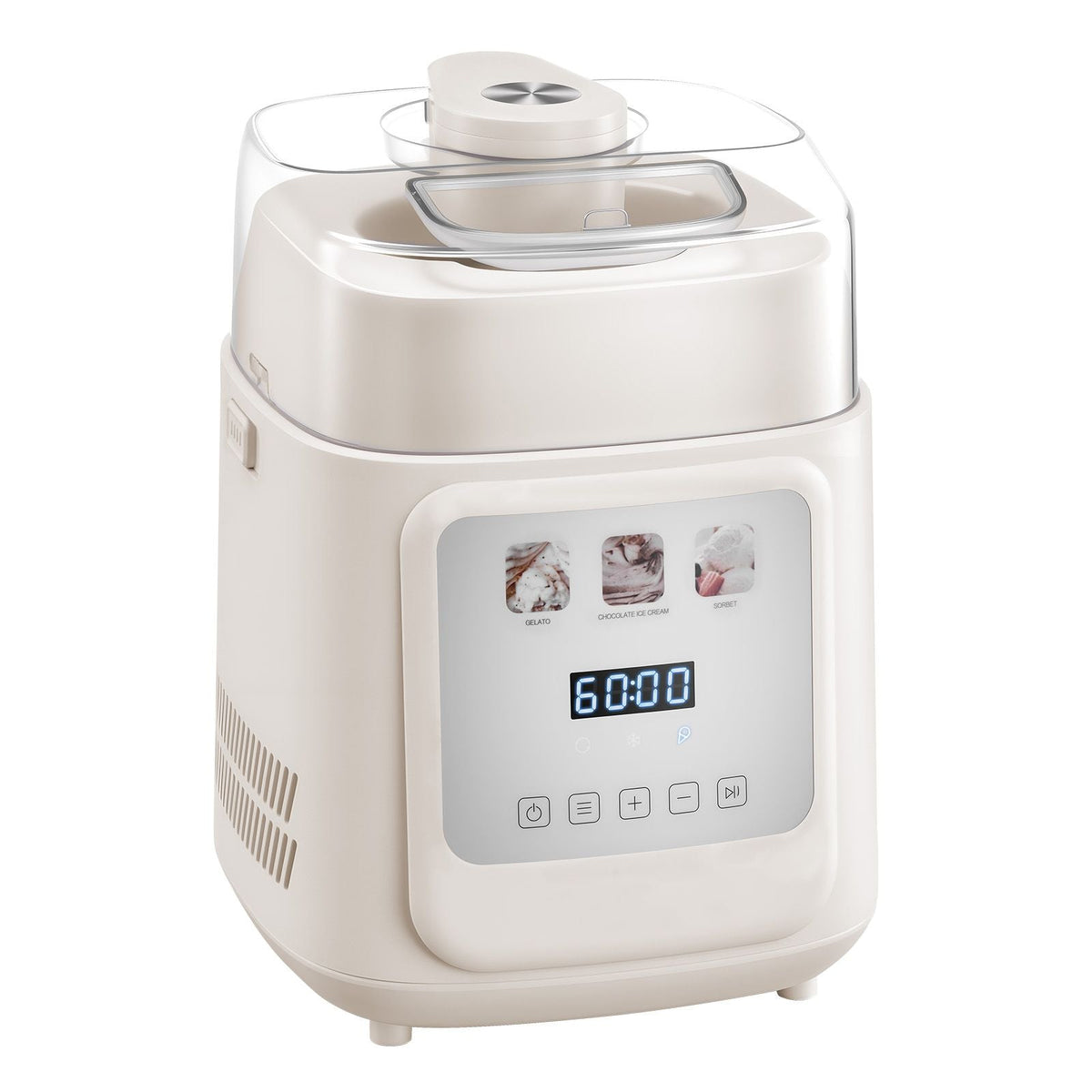 Upright Automatic Ice Cream Maker with Built-in Compressor, 1 Quart No Pre-freezing Gelato Maker & Frozen Yogurt Machine, 4 Modes Electric Sorbet-Maker, Compressor Ice Cream Machine for Home