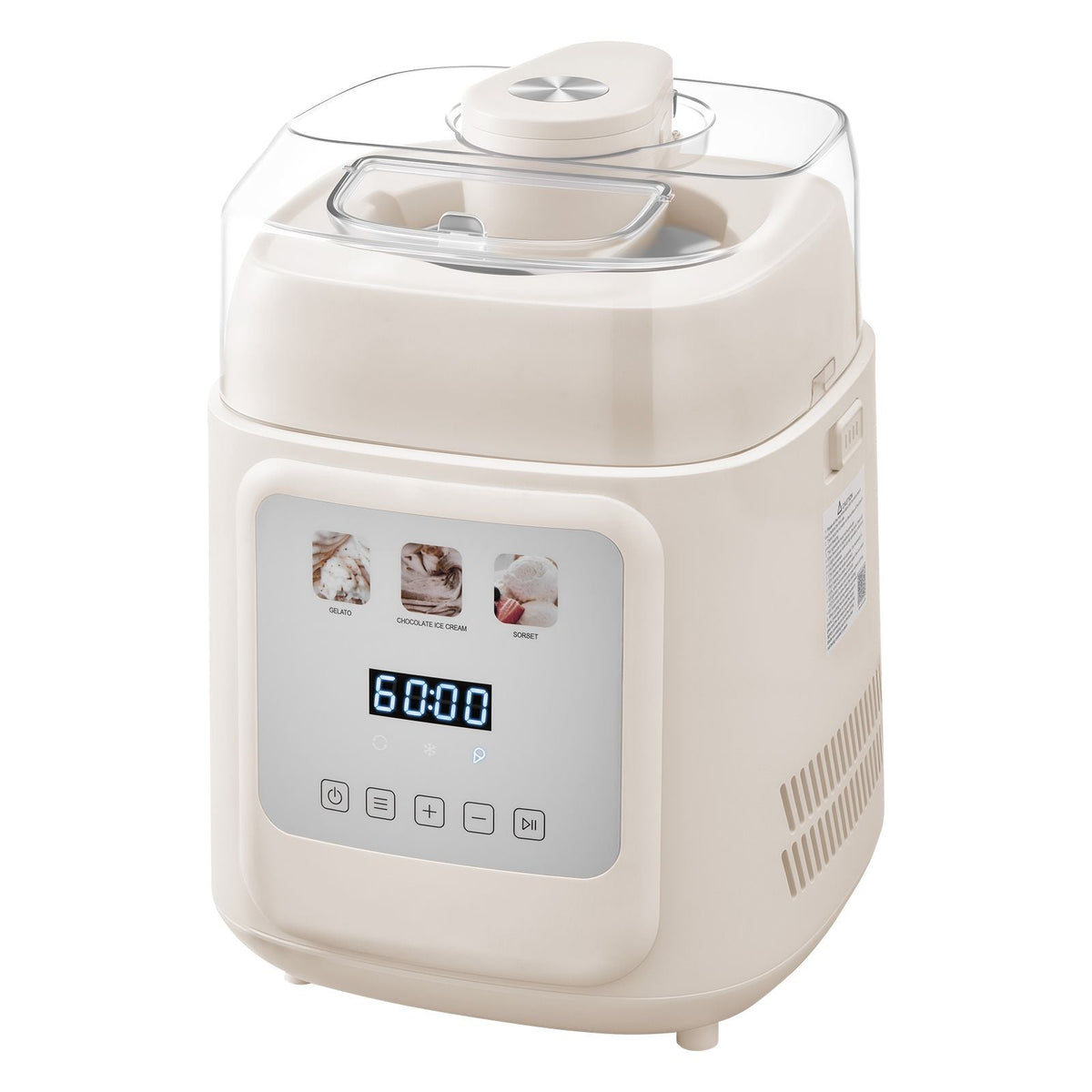 Upright Automatic Ice Cream Maker with Built-in Compressor, 1 Quart No Pre-freezing Gelato Maker & Frozen Yogurt Machine, 4 Modes Electric Sorbet-Maker, Compressor Ice Cream Machine for Home