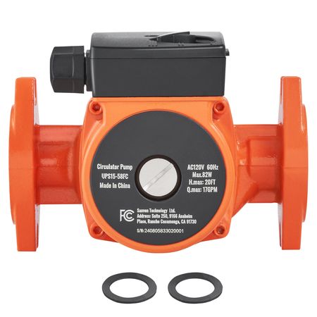 UPS15-58FC Hot Water Recirculating Pump, 110V, 82W 17 GPM Hot Water Circulation Pump, 1" NPT Flange 3-Speed Circulator Pump, Quiet Operation Circulator Pump for Home Water Heater System