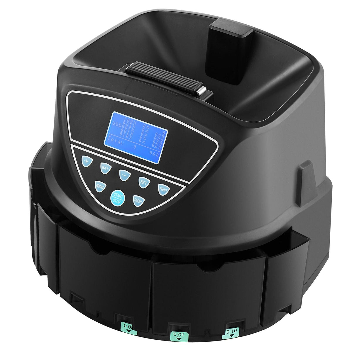 USD Coin Sorter, Coin Counter Machine for 5 Kinds of USD Coins, Coin Sorter and Wrapper Machine Holds up to 2000 Coins, Screen Display Coin Storage Included 5 Coin Tubes and Boxes