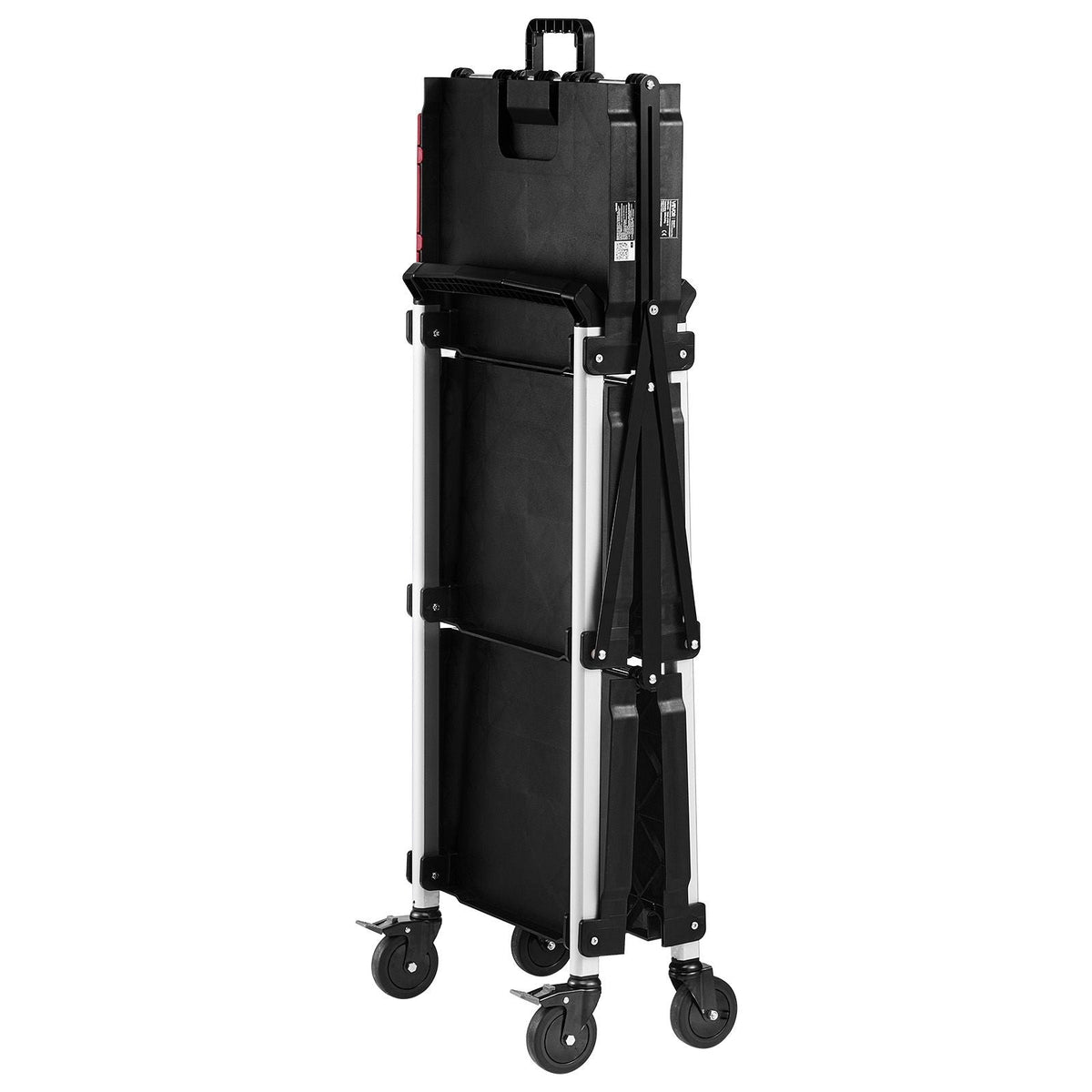 Utility Cart, 300 lbs Capacity, 3 Tier Folding Service Cart with 360° Swivel Wheels (2 with Brakes), Heavy Duty Rolling with Trays & Side Tool Holder, Tool Storage for Garage Warehouse Workshop