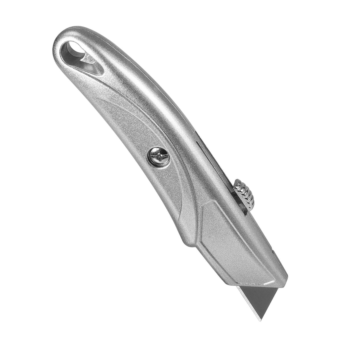 Utility Knife, 2-Pack Retractable Box Cutter, with Aluminum Alloy Case, SK5 Blades and Handle, 3-Position Blade, 5 Blades, Heavy Duty Box Cutter for Leather, Card Board, Rubber Cables, Silver