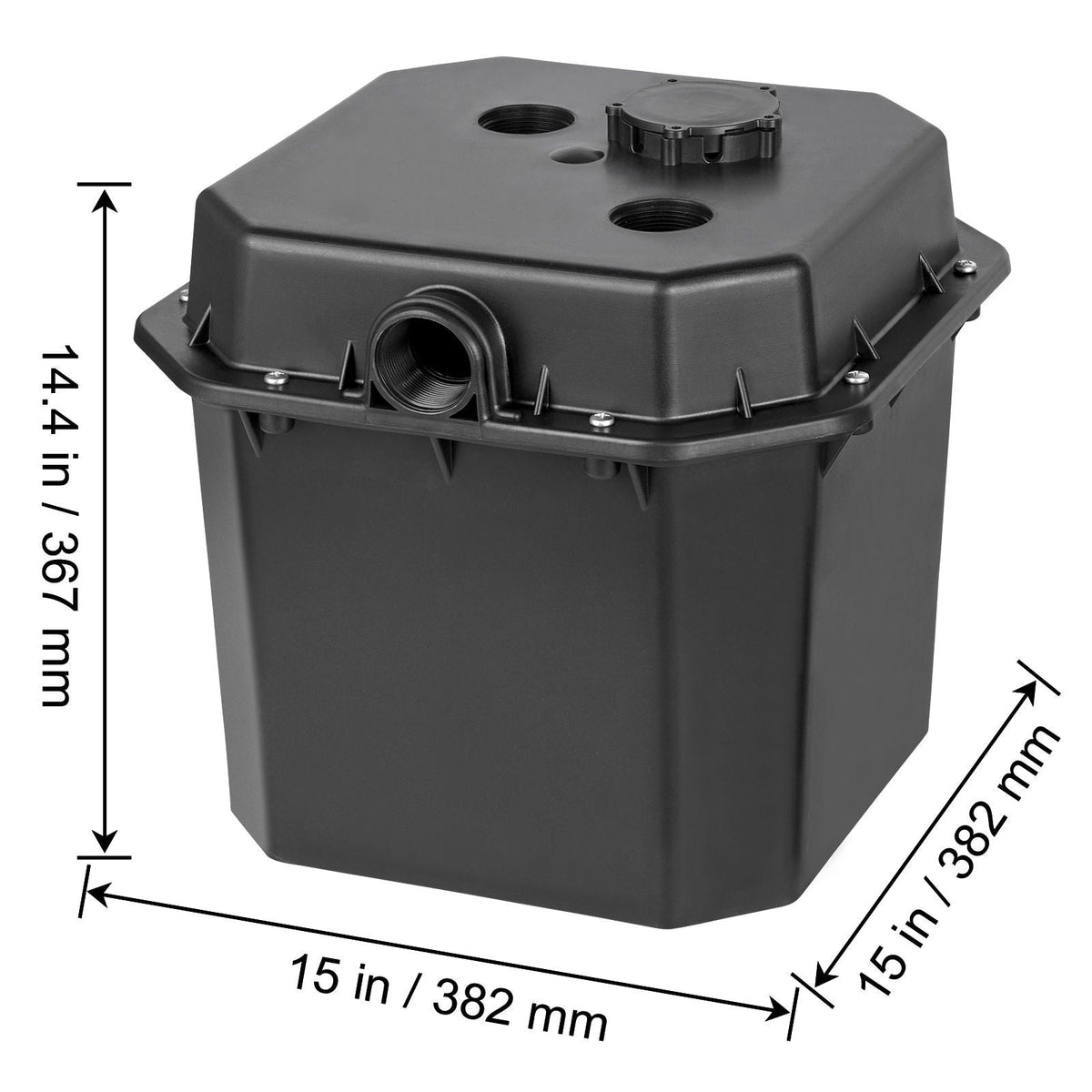 Utility Sink Pump, 1/2 HP, 120-Volt, 3500 GPH Flow, 28 ft Head, Under-Sink Sump Pump System with 6 Gallon Basin, Automatic Utility/Laundry Sink Pump, Drain Pump with 1-1/2" NPT Outlet, Black