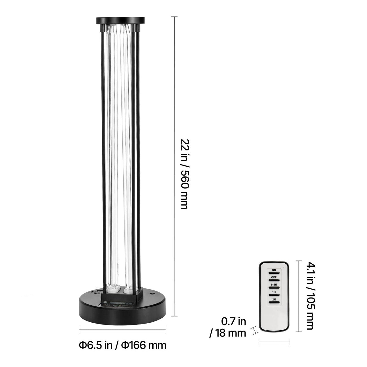 UV Light, 110W Ultraviolet Lamp with Ozone Purifier, UVC Lamp with 30/60/120 Minutes 3-Gear Timer and Remote Control, for Room up to 600 sqft, UVO Lights for Living Room, Bedroom, Hotel, School