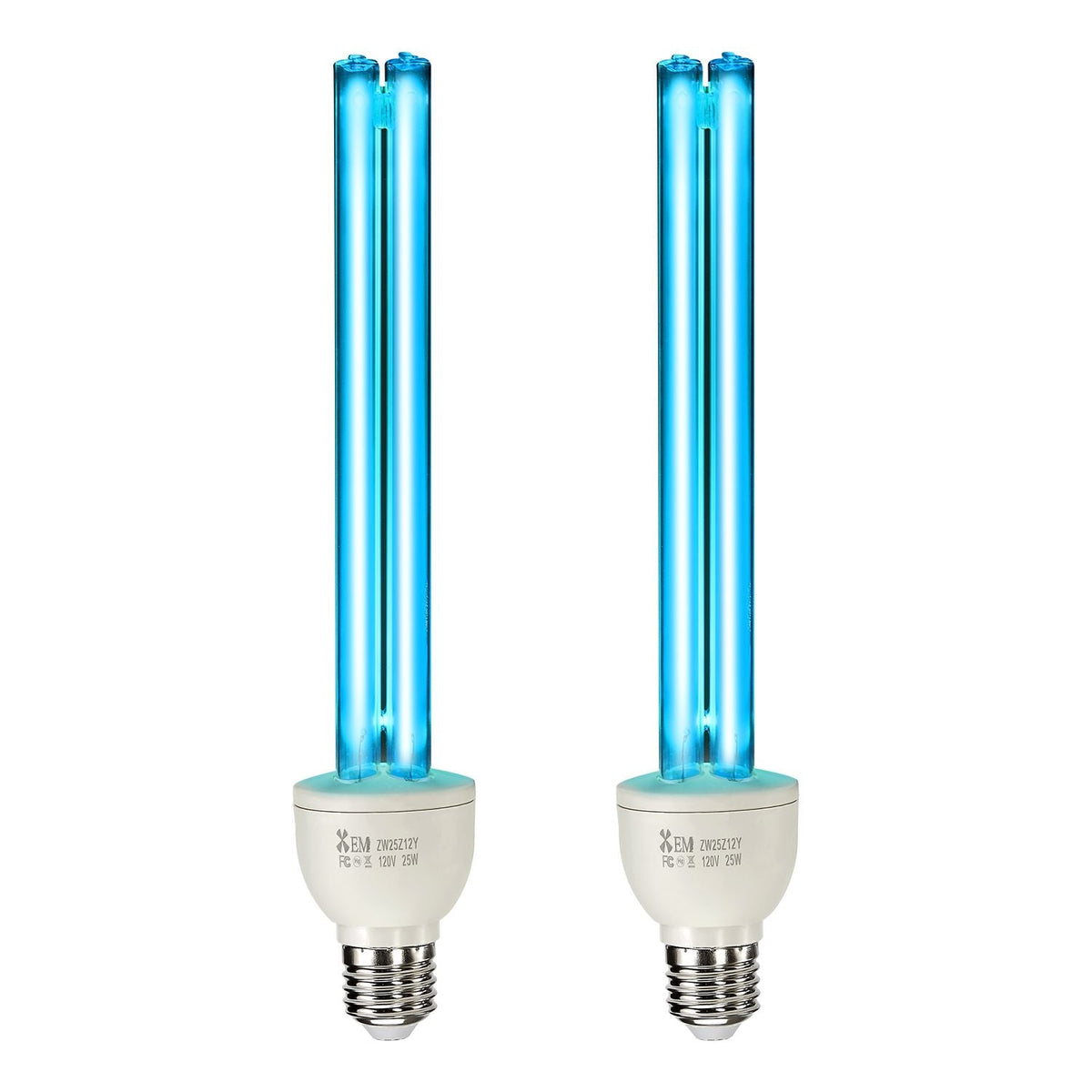 UV Light Bulb, 2 Pack, 25W Replacement Ultraviolet UVC Lamp with Ozone, 253.7 nm + 185 nm Wavelength UVO Light Bulb, E27 Universal, for 400 sqft Living Room, Classroom, Office, Restaurant