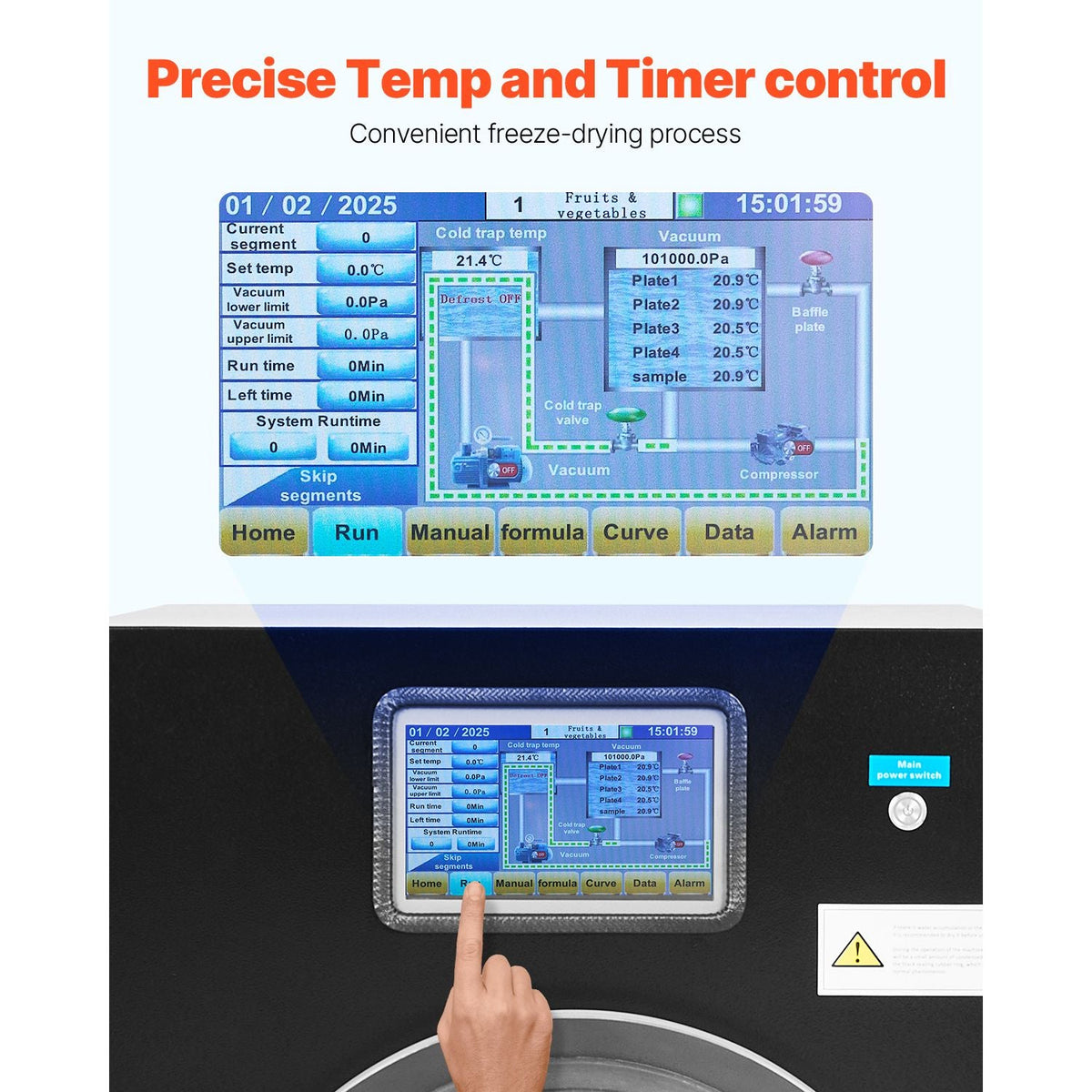 Vacuum Freeze Dryer Machine, 8.8-13.2 LBS/Batch Food Freeze Drying Machine with 4-Layer Trays, Vacuum Pump, Adjustable Timer and Temperature Control, for Fruits Vegetables Meat, Black