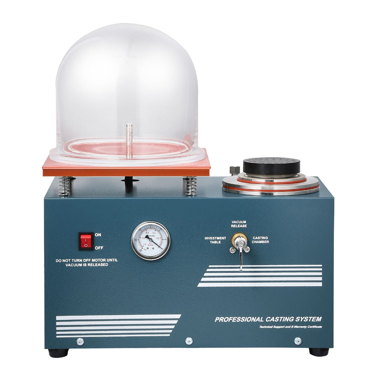 Vacuum Investing Casting Machine, 290W Power, with 3 CFM Pump and Bell Jar, Convenient Oil Injection Port, Precision Pressure Gauge, 11 x 11 in Workbench, Casting Machine for Jewelry and Metal