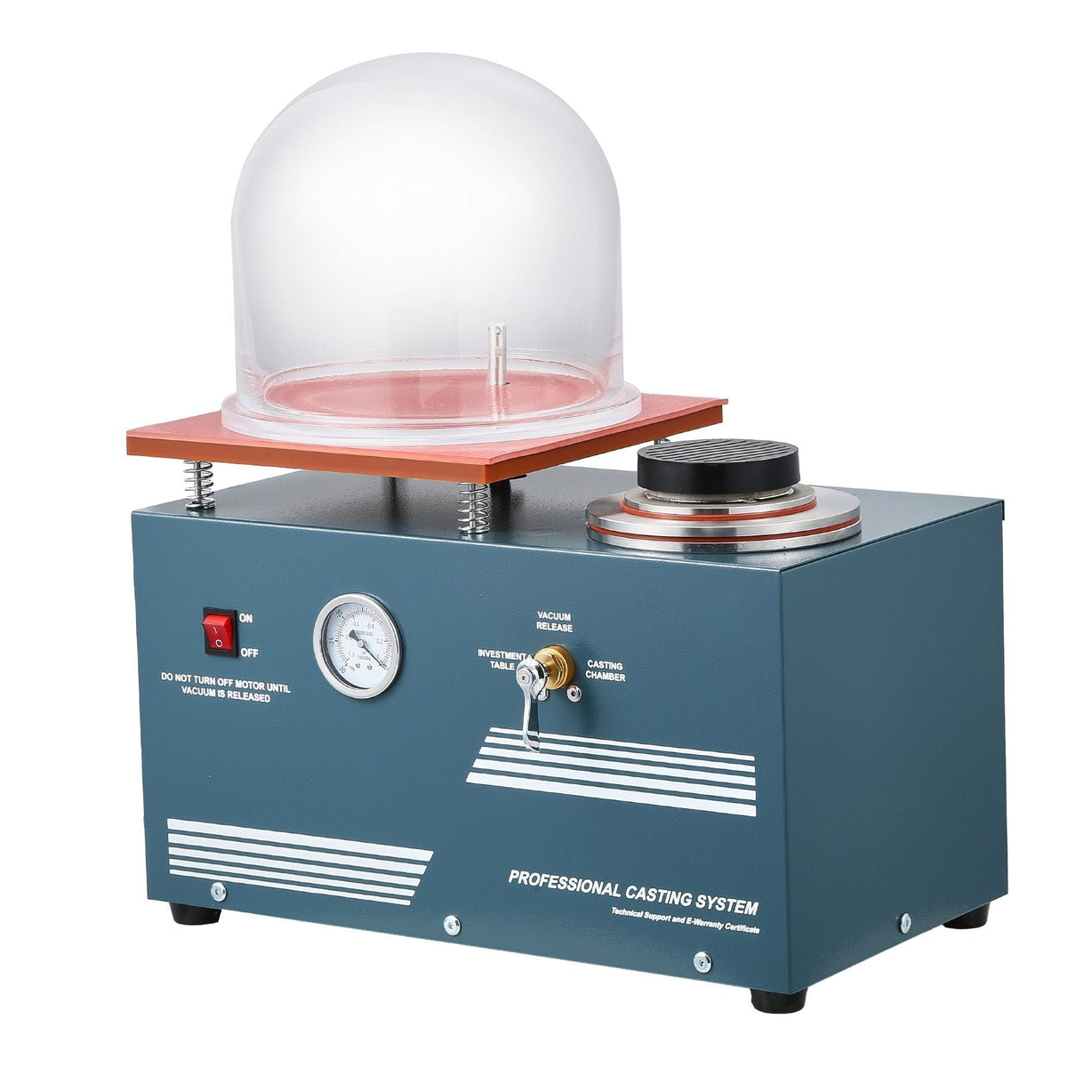 Vacuum Investing Casting Machine, 290W Power, with 3 CFM Pump and Bell Jar, Convenient Oil Injection Port, Precision Pressure Gauge, 11 x 11 in Workbench, Casting Machine for Jewelry and Metal