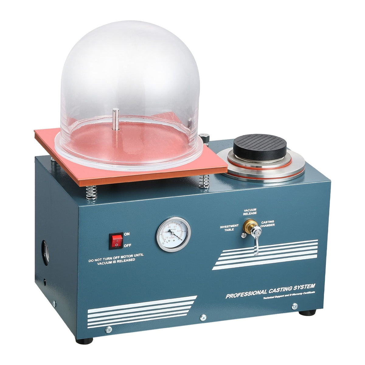 Vacuum Investing Casting Machine, 290W Power, with 3 CFM Pump and Bell Jar, Convenient Oil Injection Port, Precision Pressure Gauge, 11 x 11 in Workbench, Casting Machine for Jewelry and Metal